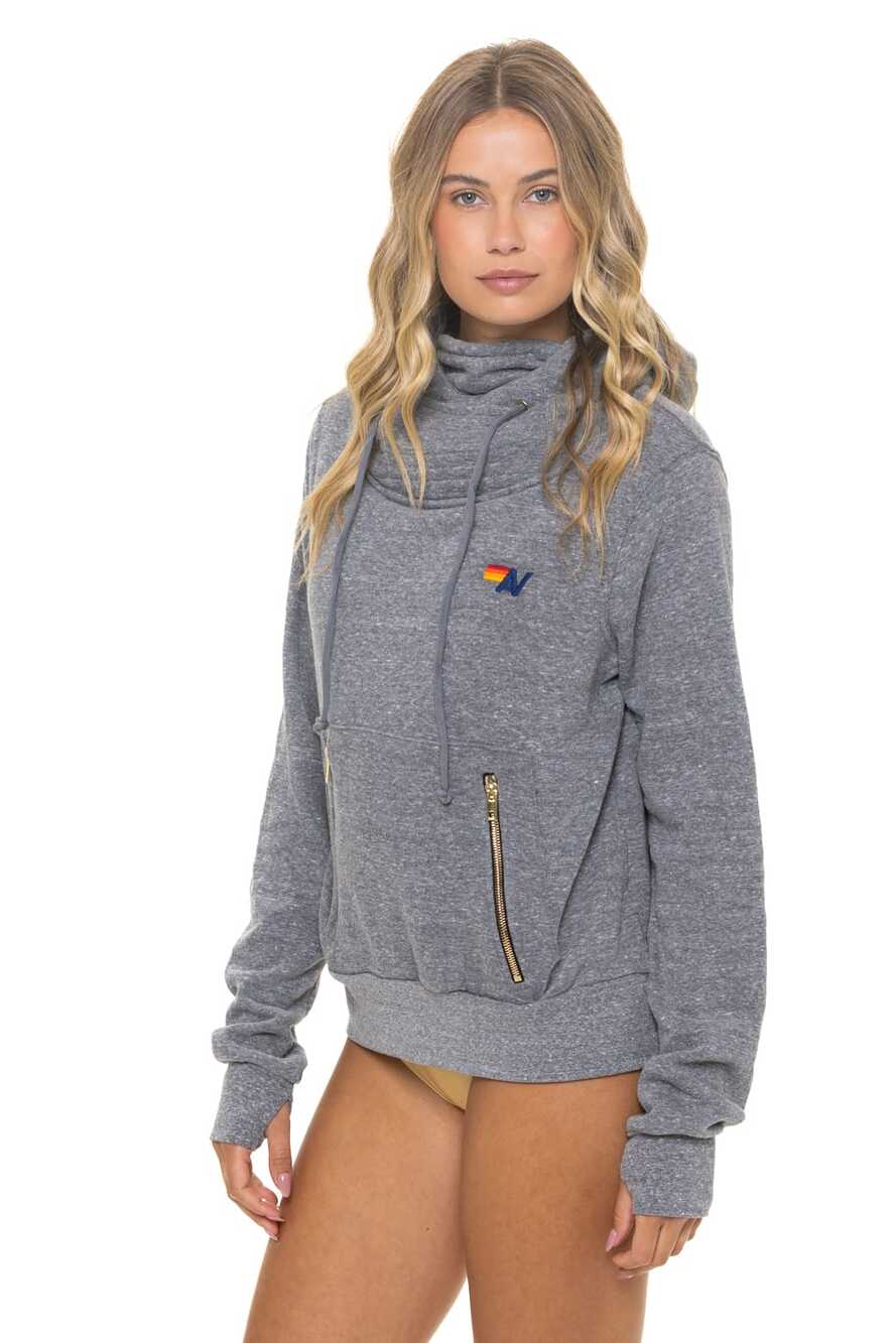 Aviator Nation Small Ninja Pullover Hoodie Heather Gray